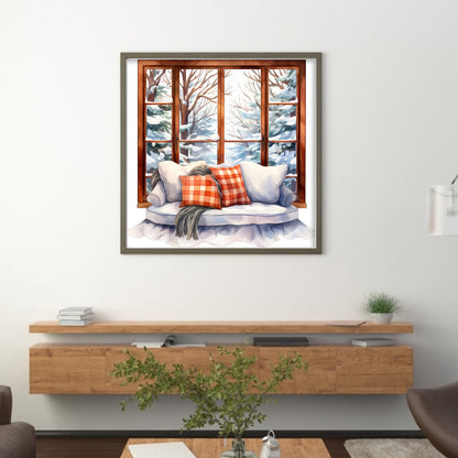 Winter Windowsill - 11CT Stamped Cross Stitch 50*50CM(Joy Sunday)