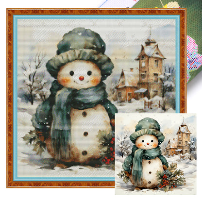 Snowman - 11CT Stamped Cross Stitch 50*50CM(Joy Sunday)