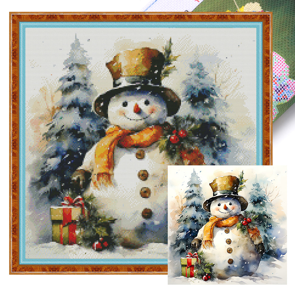 Snowman - 11CT Stamped Cross Stitch 50*50CM(Joy Sunday)