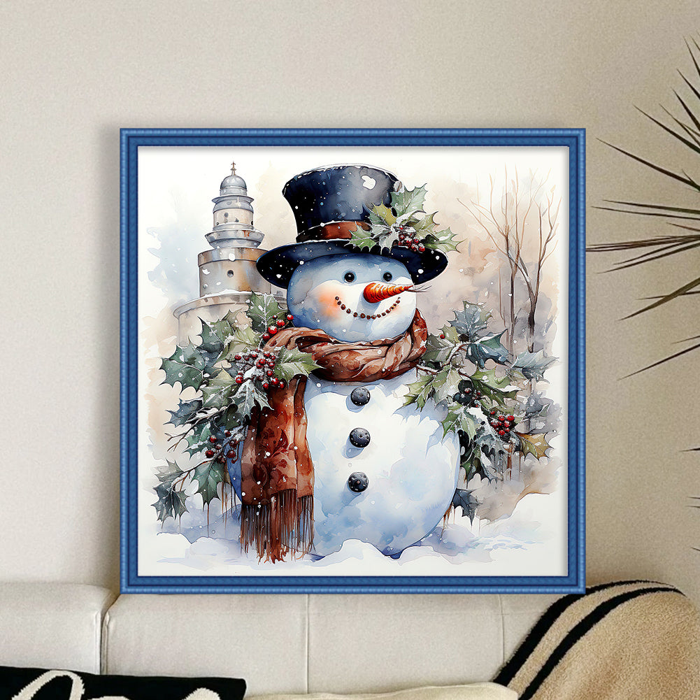 Snowman - 11CT Stamped Cross Stitch 50*50CM(Joy Sunday)