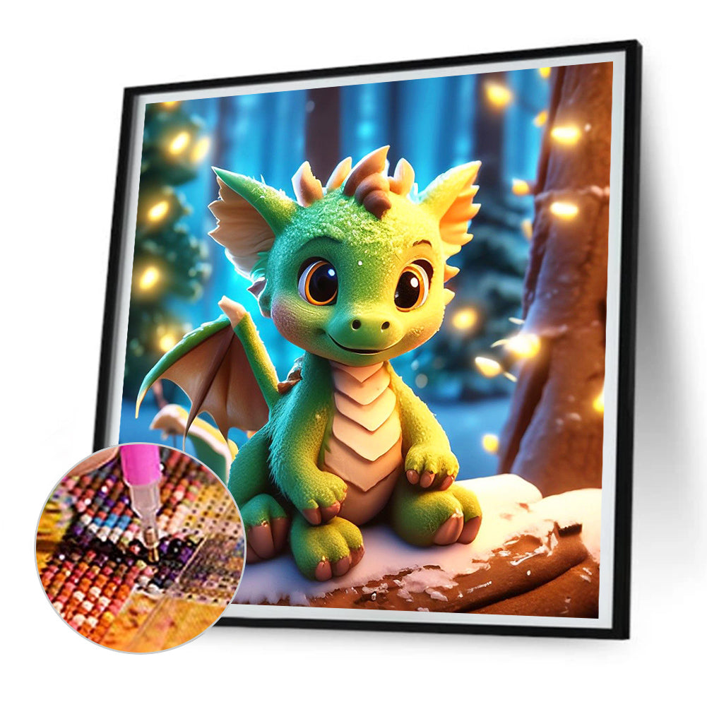 Dragon Sitting On The Snow - Full Round Drill Diamond Painting 30*30CM
