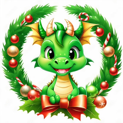 Dragon In Garland - Full Round Drill Diamond Painting 30*30CM