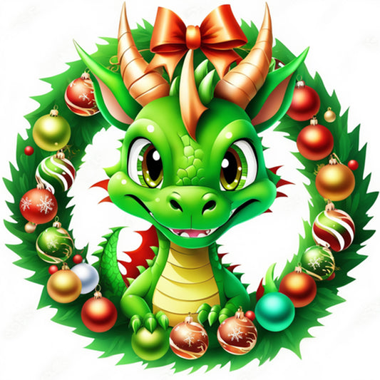 Dragon Surrounded By Garlands - Full Round Drill Diamond Painting 30*30CM