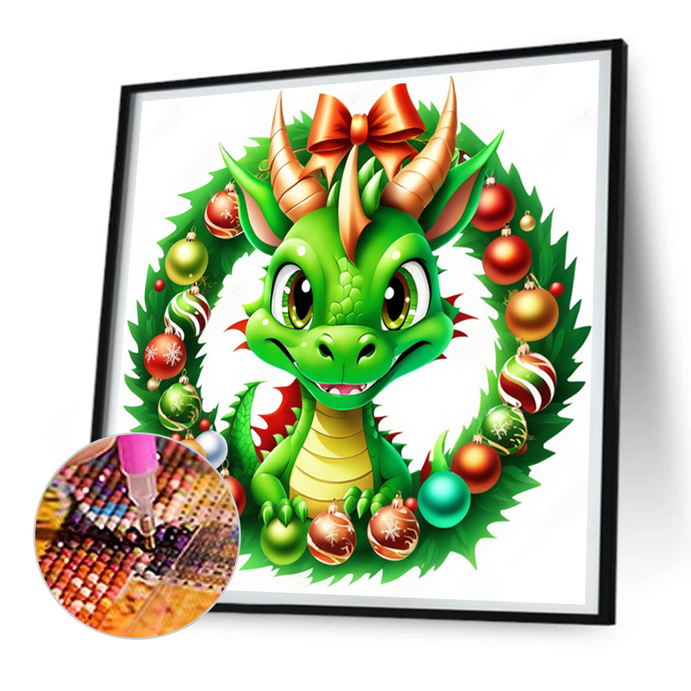 Dragon Surrounded By Garlands - Full Round Drill Diamond Painting 30*30CM