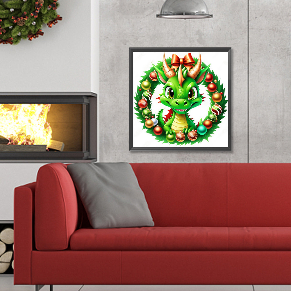 Dragon Surrounded By Garlands - Full Round Drill Diamond Painting 30*30CM
