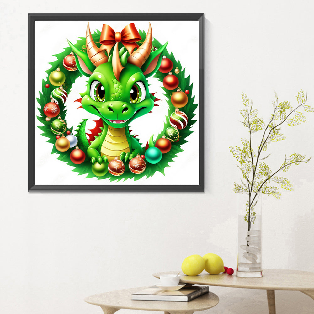 Dragon Surrounded By Garlands - Full Round Drill Diamond Painting 30*30CM