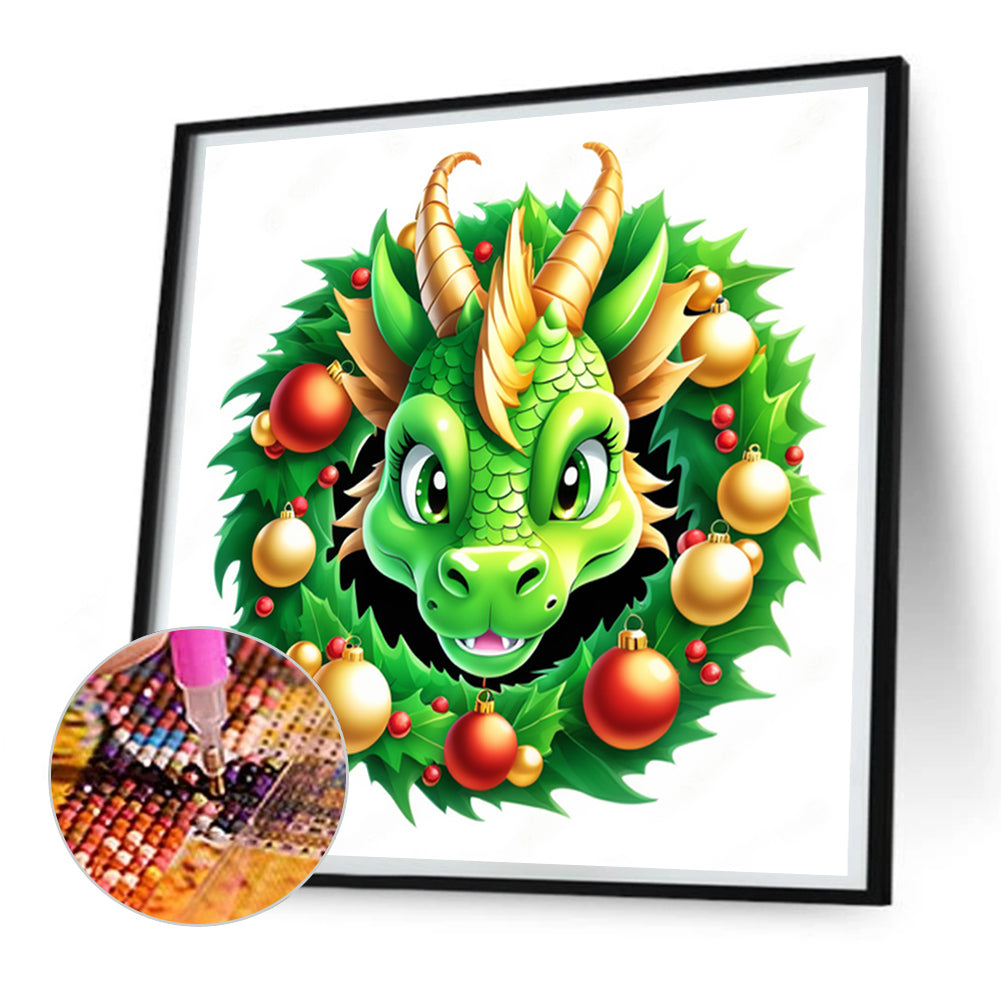 Dragon In Wreath - Full Round Drill Diamond Painting 30*30CM