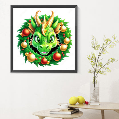 Dragon In Wreath - Full Round Drill Diamond Painting 30*30CM