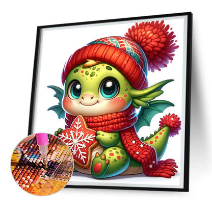 Dragon Holding Cookies In Winter - Full Round Drill Diamond Painting 30*30CM