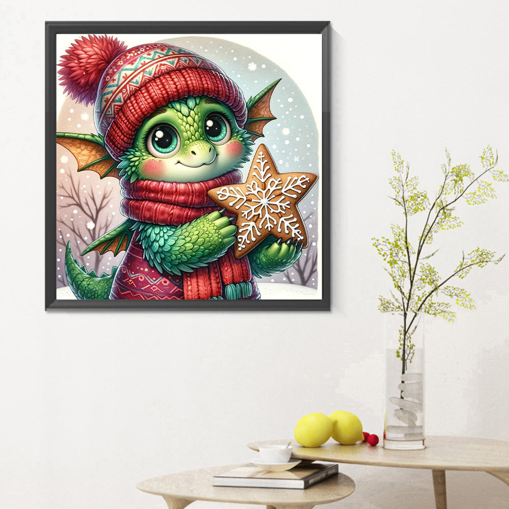 Dragon Holding Star Cookies - Full Round Drill Diamond Painting 30*30CM