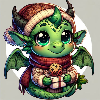 Dragon Holding Gift - Full Round Drill Diamond Painting 30*30CM