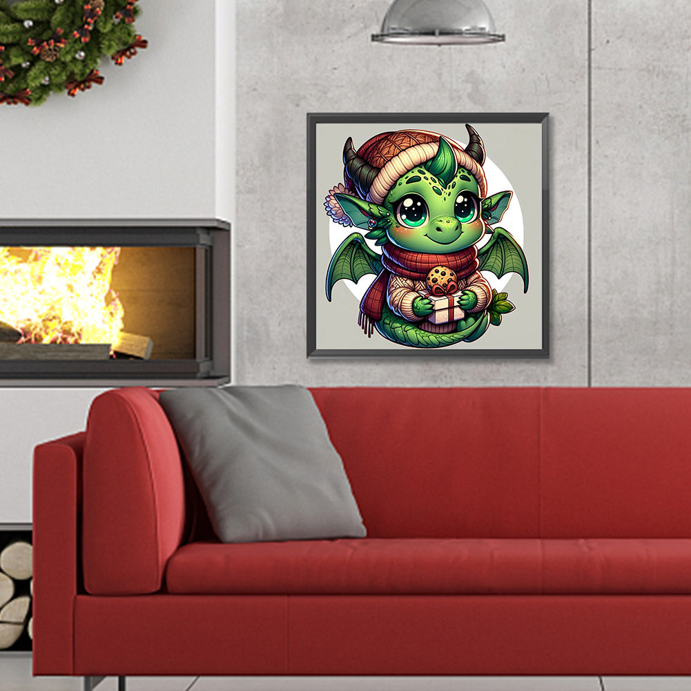 Dragon Holding Gift - Full Round Drill Diamond Painting 30*30CM