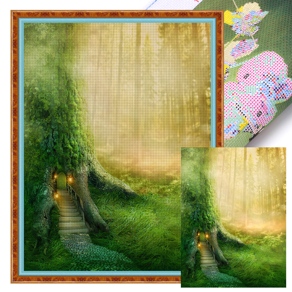 Tree House - 11CT Stamped Cross Stitch 50*65CM(Joy Sunday)