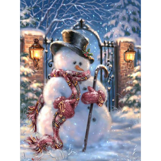 Winter Snowman - Full Round Drill Diamond Painting 30*40CM