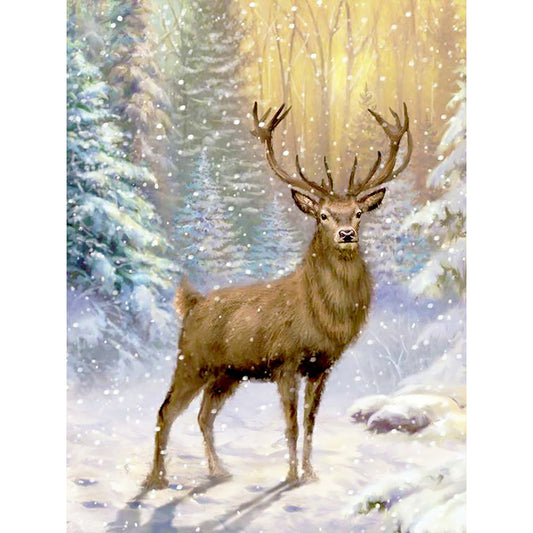Snow Stag - Full Round Drill Diamond Painting 30*40CM