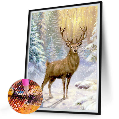 Snow Stag - Full Round Drill Diamond Painting 30*40CM