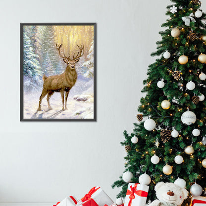 Snow Stag - Full Round Drill Diamond Painting 30*40CM