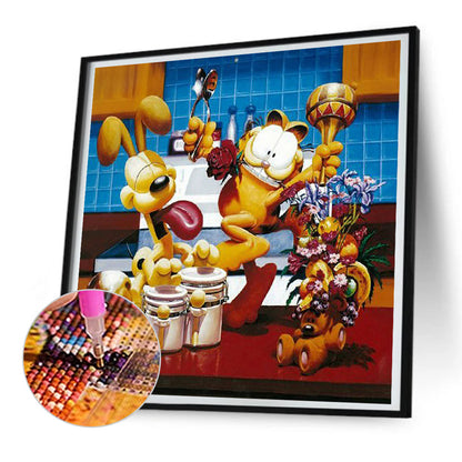 Garfield And Odie - Full Round Drill Diamond Painting 30*30CM