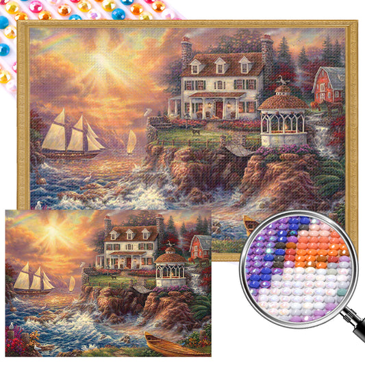 Seaside Town - Full AB Round Drill Diamond Painting 70*50CM