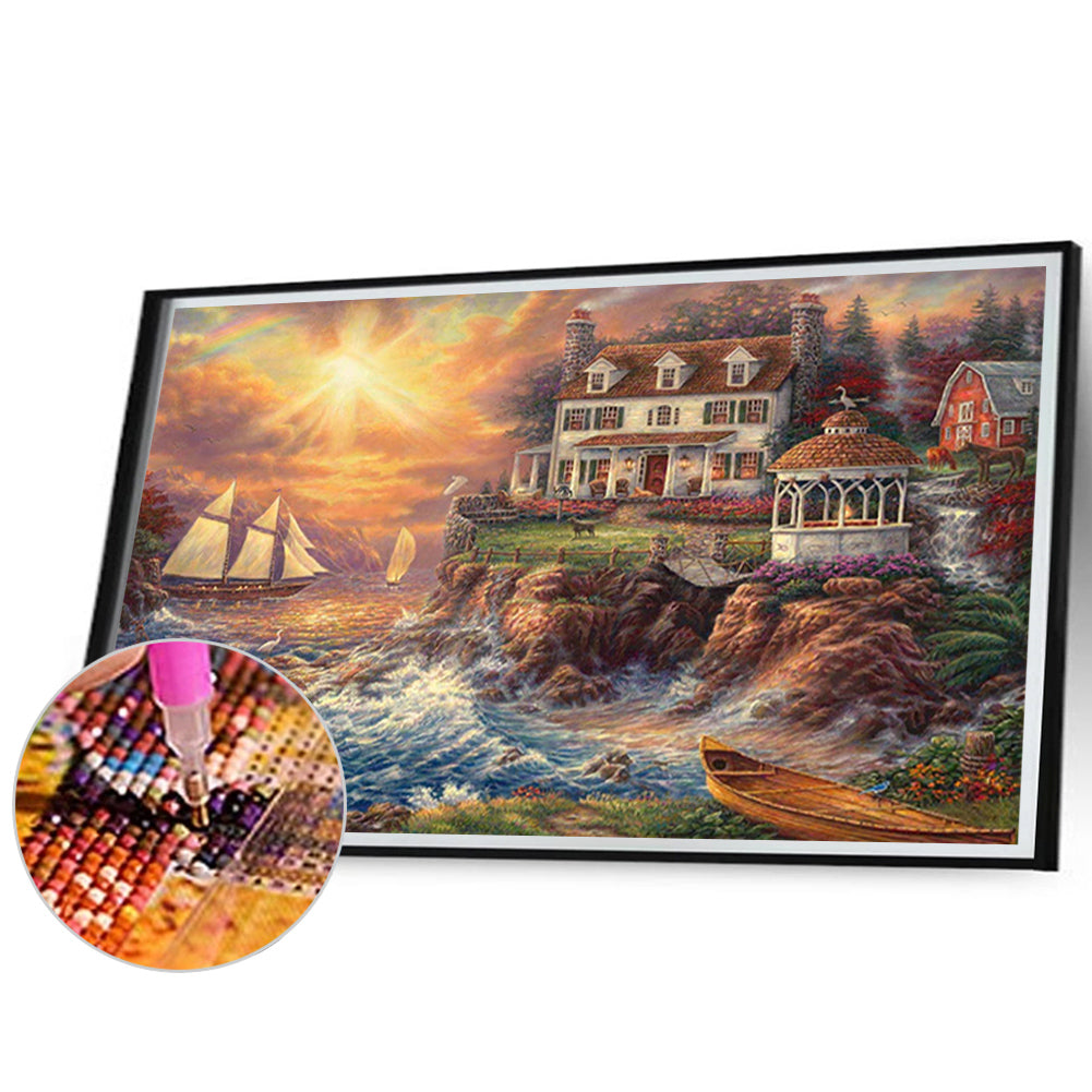 Seaside Town - Full AB Round Drill Diamond Painting 70*50CM