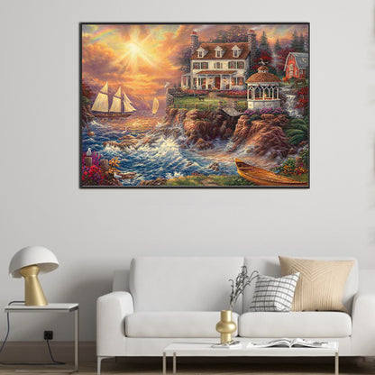 Seaside Town - Full AB Round Drill Diamond Painting 70*50CM