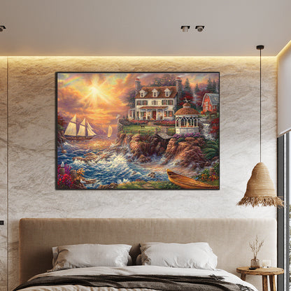 Seaside Town - Full AB Round Drill Diamond Painting 70*50CM