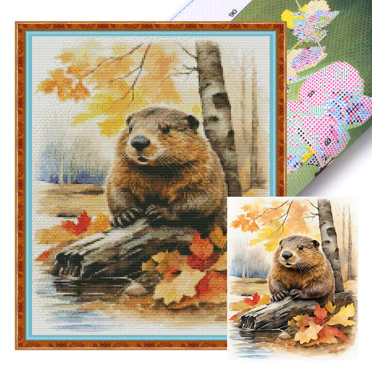 Woods Beaver - 11CT Stamped Cross Stitch 40*50CM(Joy Sunday)