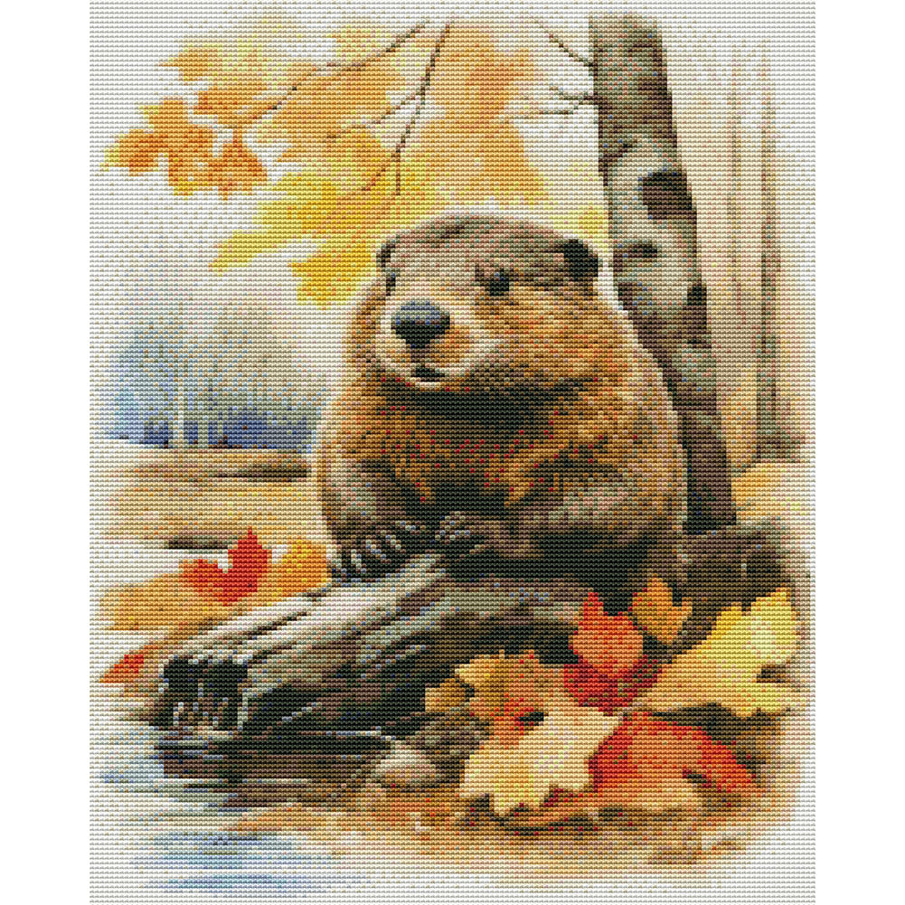 Woods Beaver - 11CT Stamped Cross Stitch 40*50CM(Joy Sunday)