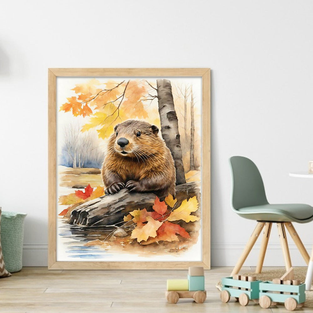 Woods Beaver - 11CT Stamped Cross Stitch 40*50CM(Joy Sunday)