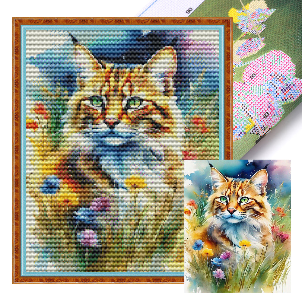 Forest Cat - 11CT Stamped Cross Stitch 40*50CM(Joy Sunday)