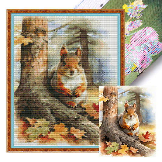 Woods Squirrel - 11CT Stamped Cross Stitch 40*50CM(Joy Sunday)