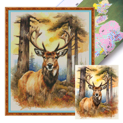 Elk In The Woods - 11CT Stamped Cross Stitch 40*50CM(Joy Sunday)