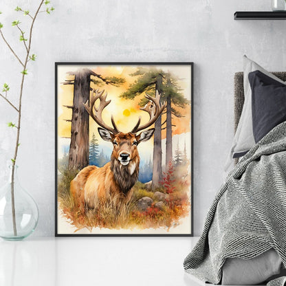 Elk In The Woods - 11CT Stamped Cross Stitch 40*50CM(Joy Sunday)