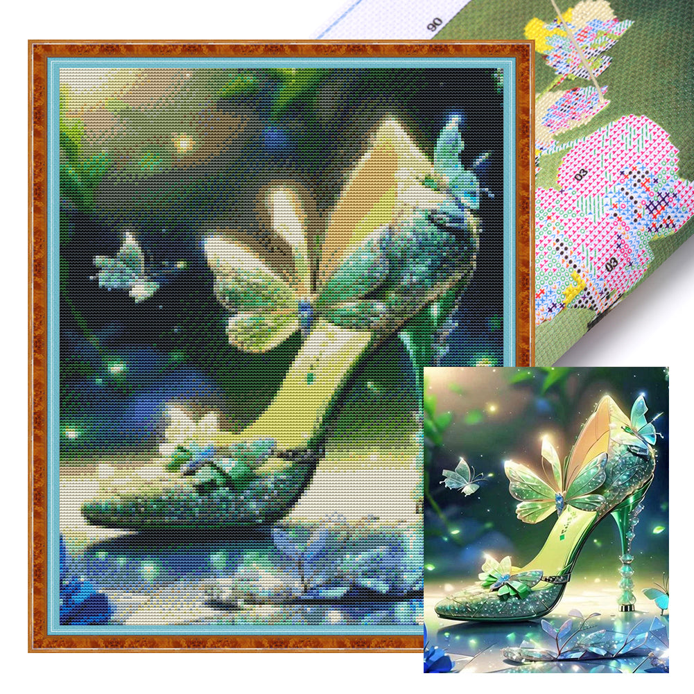 Butterfly High Heels - 11CT Stamped Cross Stitch 40*50CM(Joy Sunday)