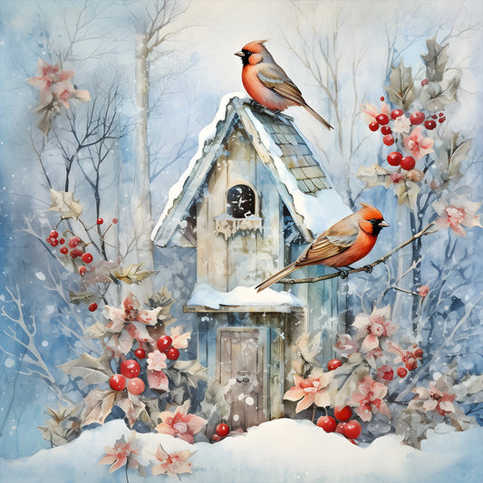 Winter Snow Bird - Full Round Drill Diamond Painting 30*30CM