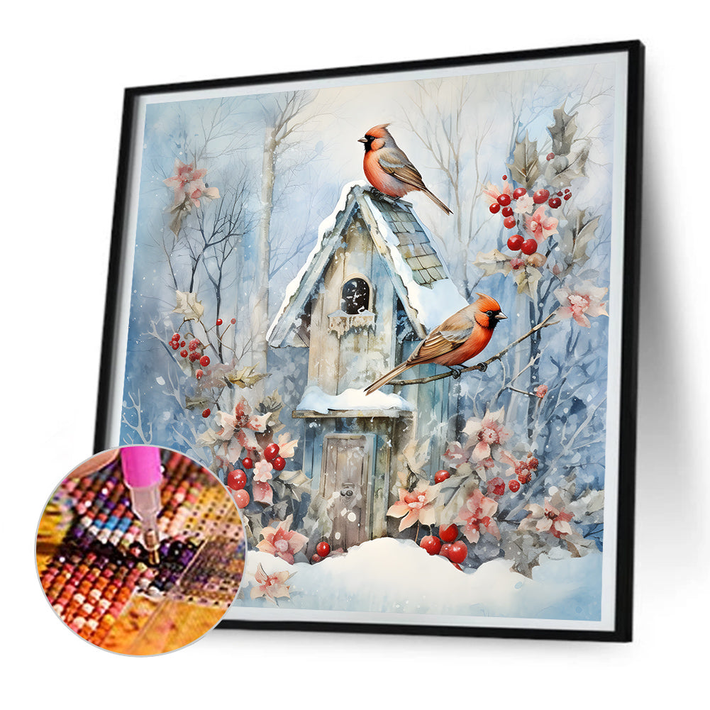 Winter Snow Bird - Full Round Drill Diamond Painting 30*30CM