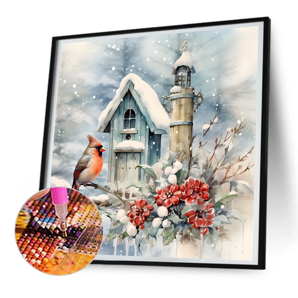 Winter Snow Bird - Full Round Drill Diamond Painting 30*30CM