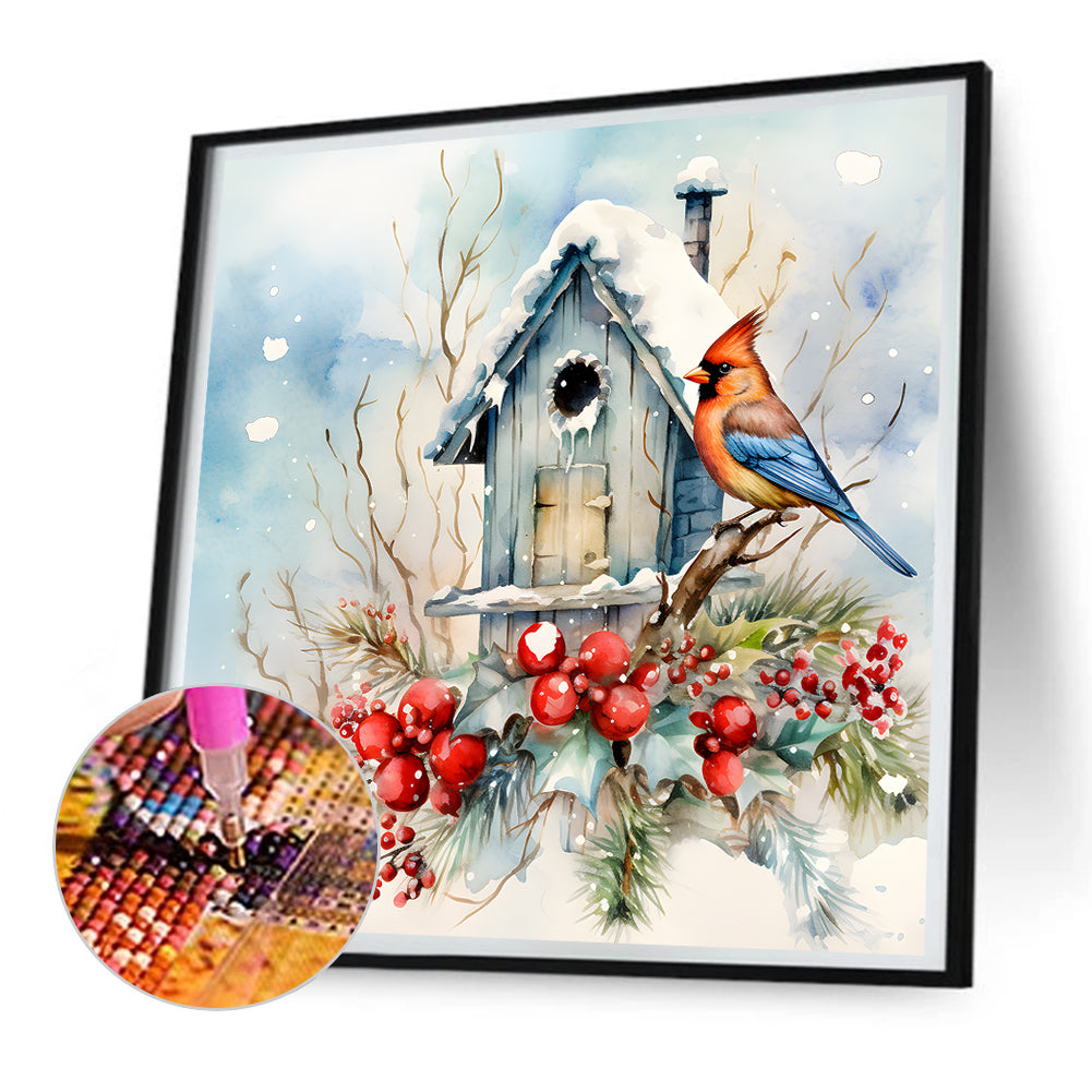 Winter Snow Bird - Full Round Drill Diamond Painting 30*30CM