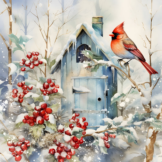 Winter Snow Bird - Full Round Drill Diamond Painting 30*30CM