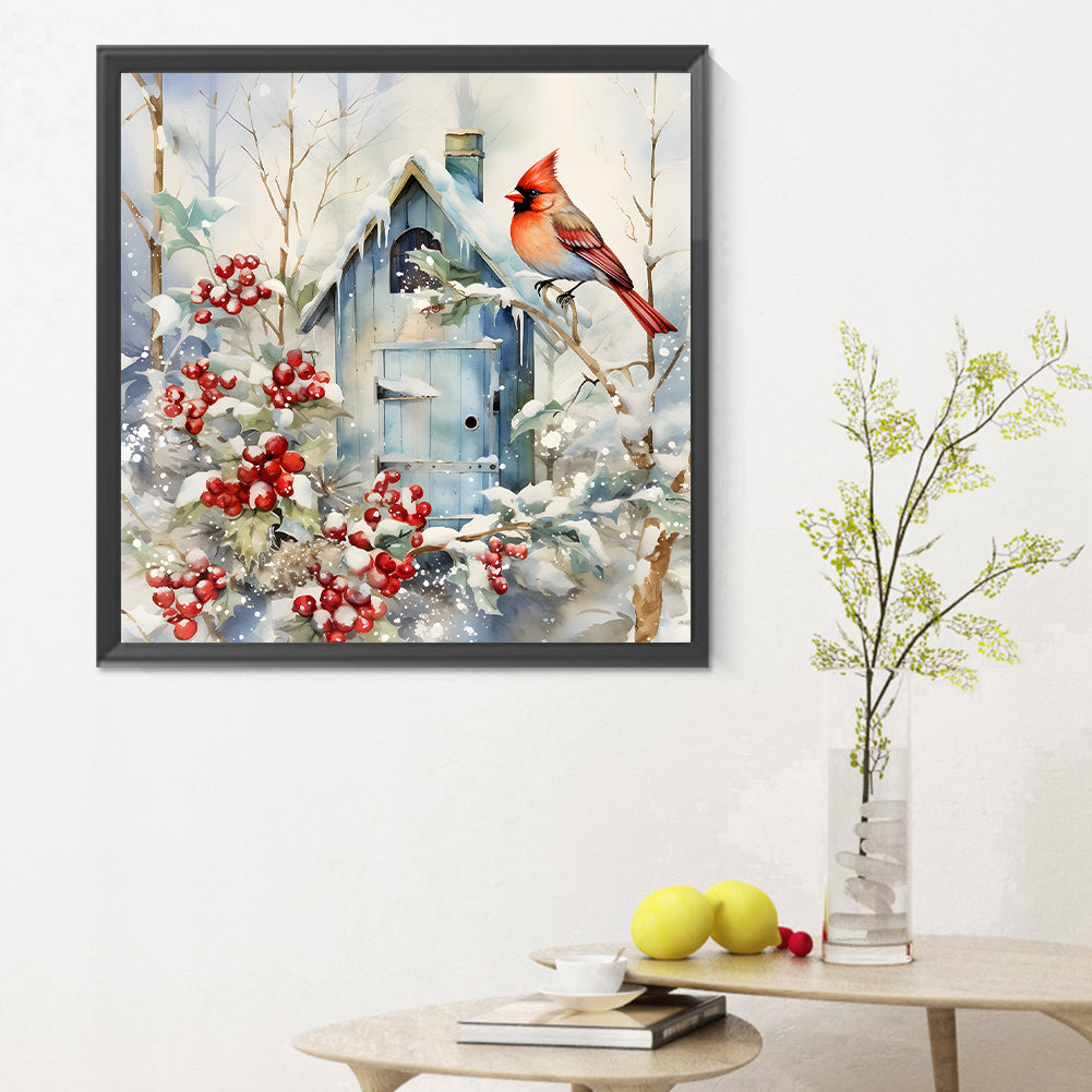 Winter Snow Bird - Full Round Drill Diamond Painting 30*30CM