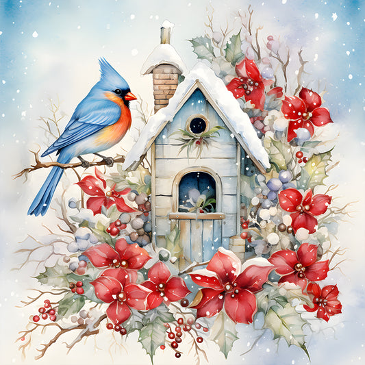 Winter Snow Bird - Full Round Drill Diamond Painting 30*30CM