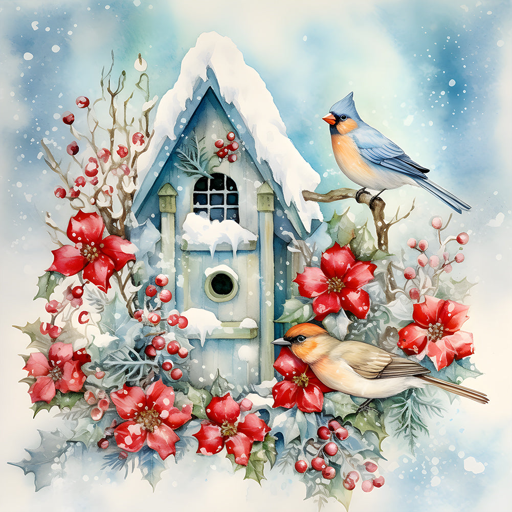 Winter Snow Bird - Full Round Drill Diamond Painting 30*30CM