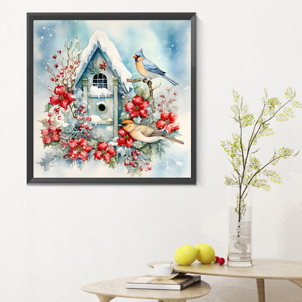 Winter Snow Bird - Full Round Drill Diamond Painting 30*30CM