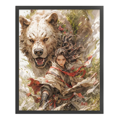 Bear And Warrior - 14CT Stamped Cross Stitch 50*60CM(Joy Sunday)