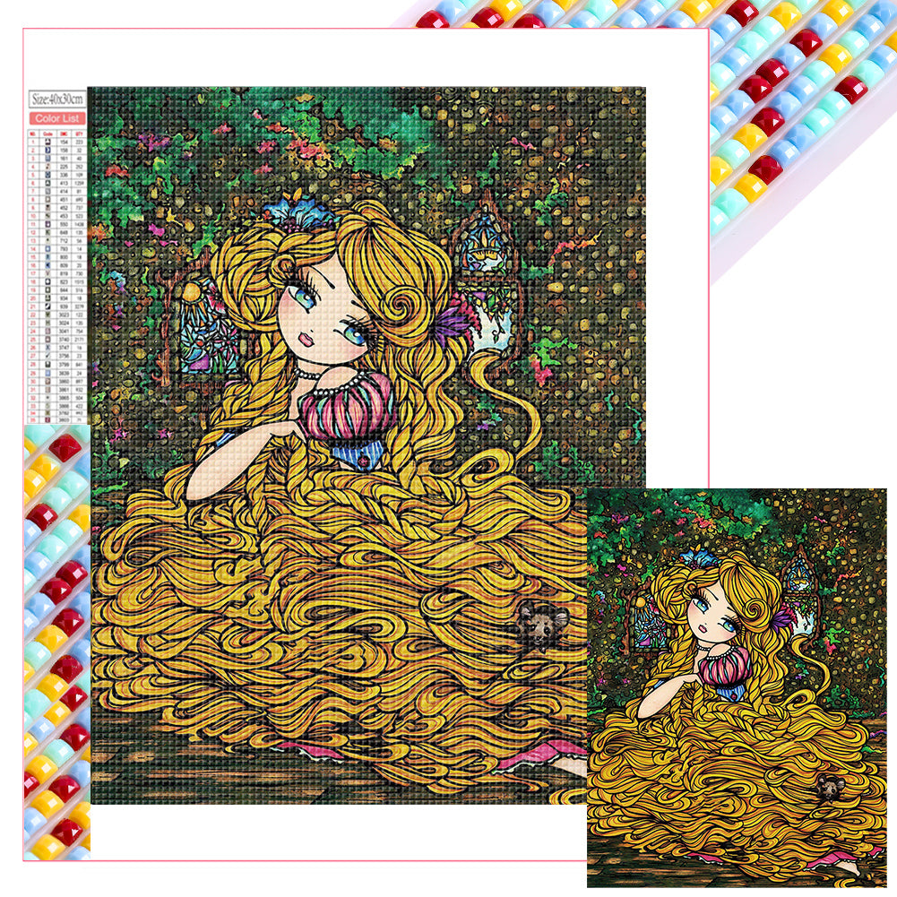 Long Hair Princess - Full Square Drill Diamond Painting 30*40CM