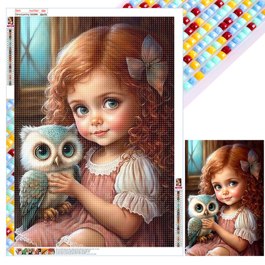 Girls And Cute Pets - Full Square Drill Diamond Painting 50*70CM