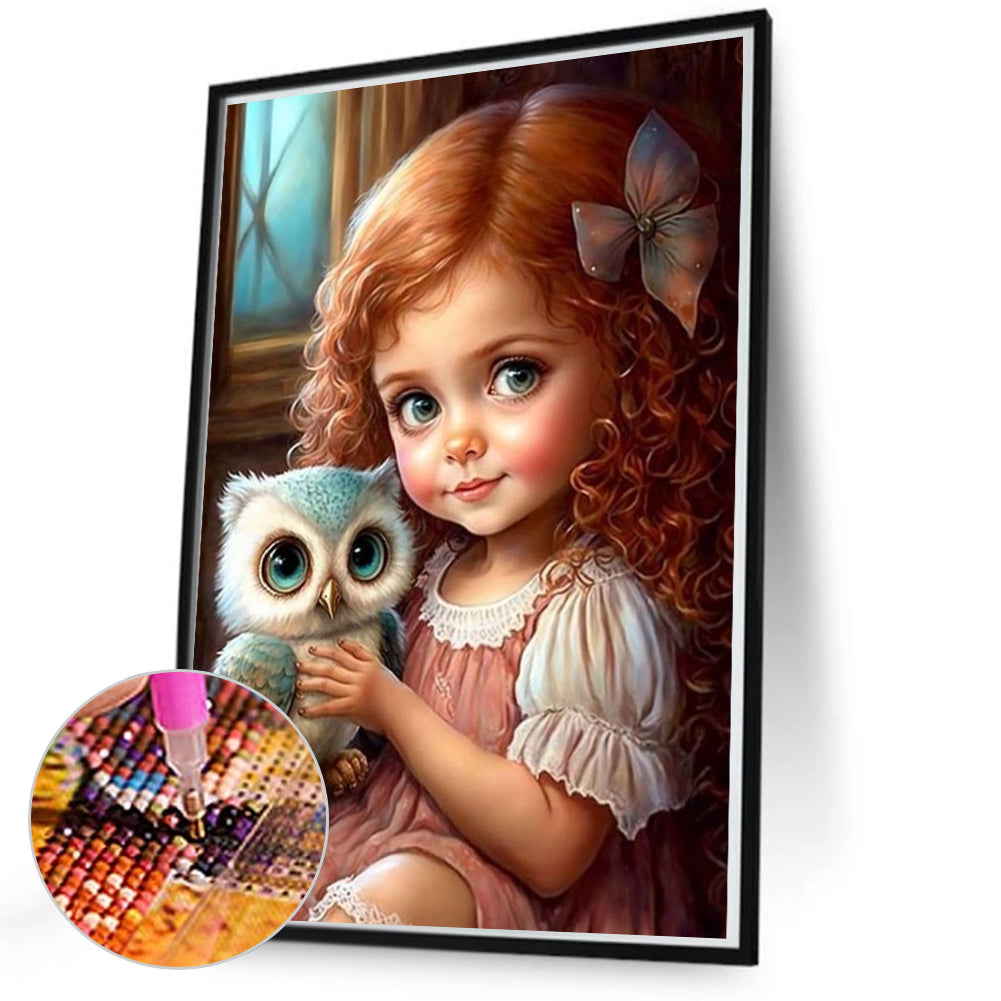 Girls And Cute Pets - Full Square Drill Diamond Painting 50*70CM