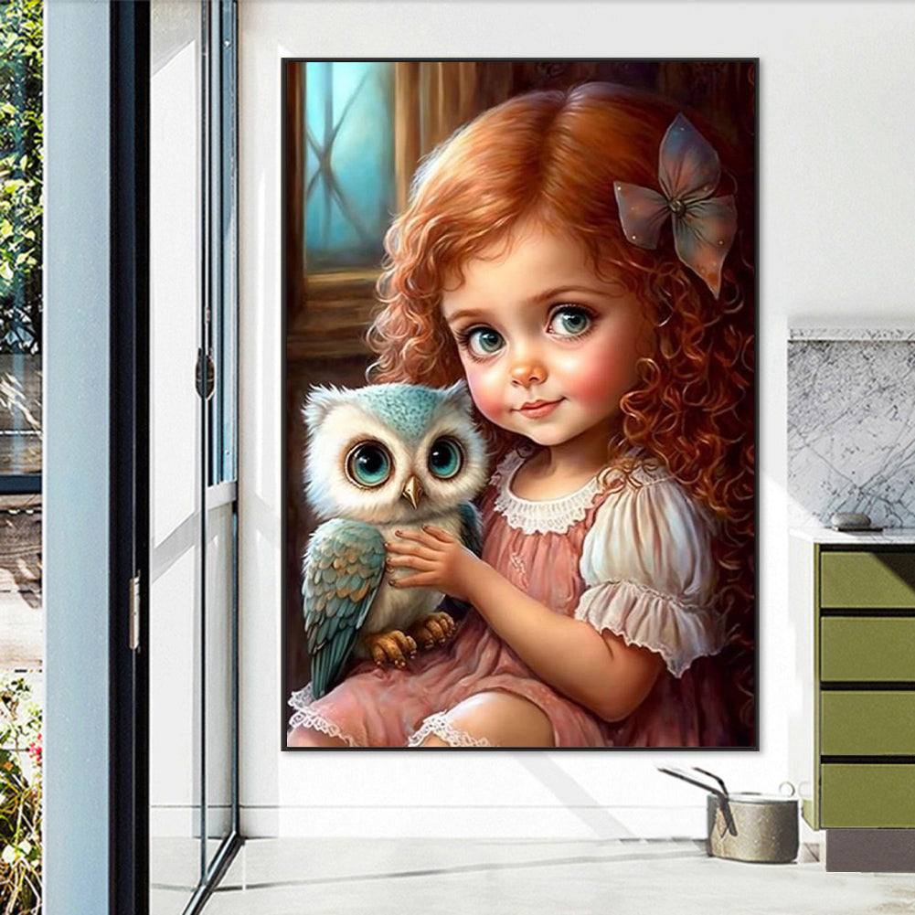 Girls And Cute Pets - Full Square Drill Diamond Painting 50*70CM