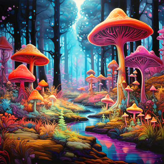 Fantasy Mushroom Forest - Full Round Drill Diamond Painting 30*30CM