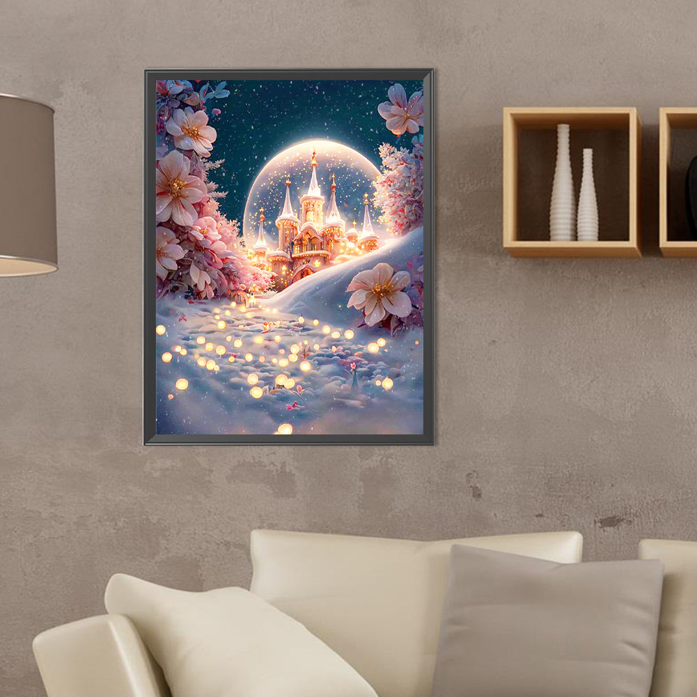 Fantasy Flower Road In Snow - Full Round Drill Diamond Painting 30*40CM